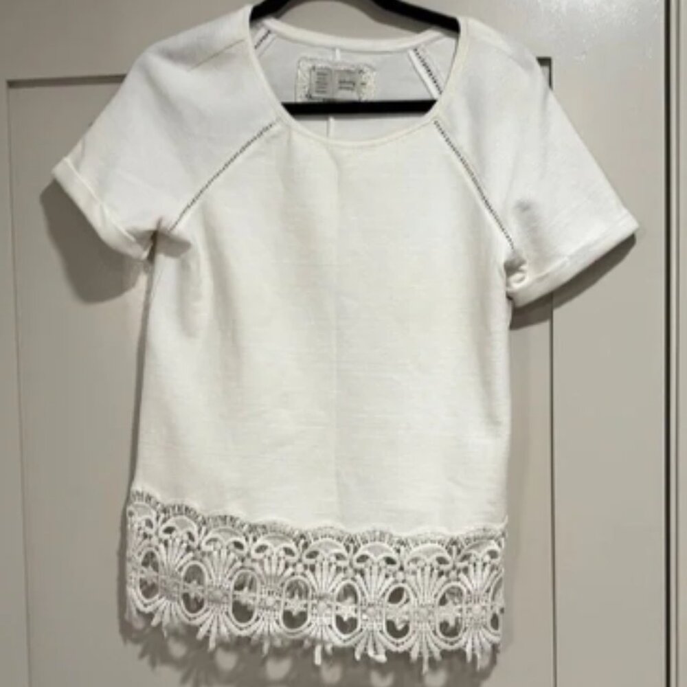 White Top with Lace Hem